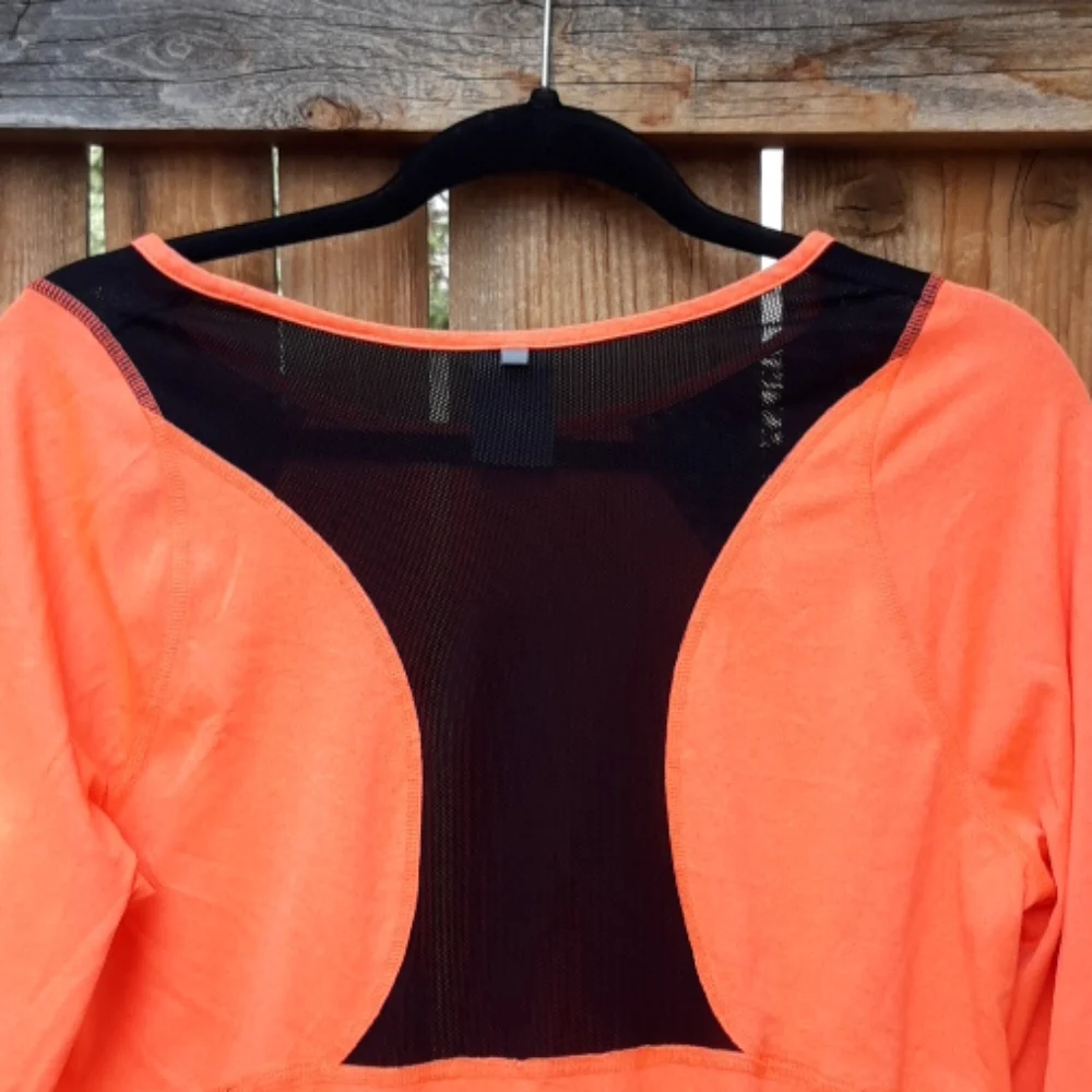 Nike long sleeve orange top w/ black mesh large
